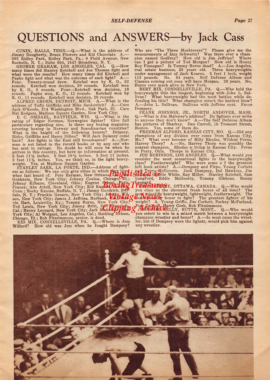 Boxing News Clipping #1972 - Gene Tunney, Jimmy Bronson, Jack Dempsey