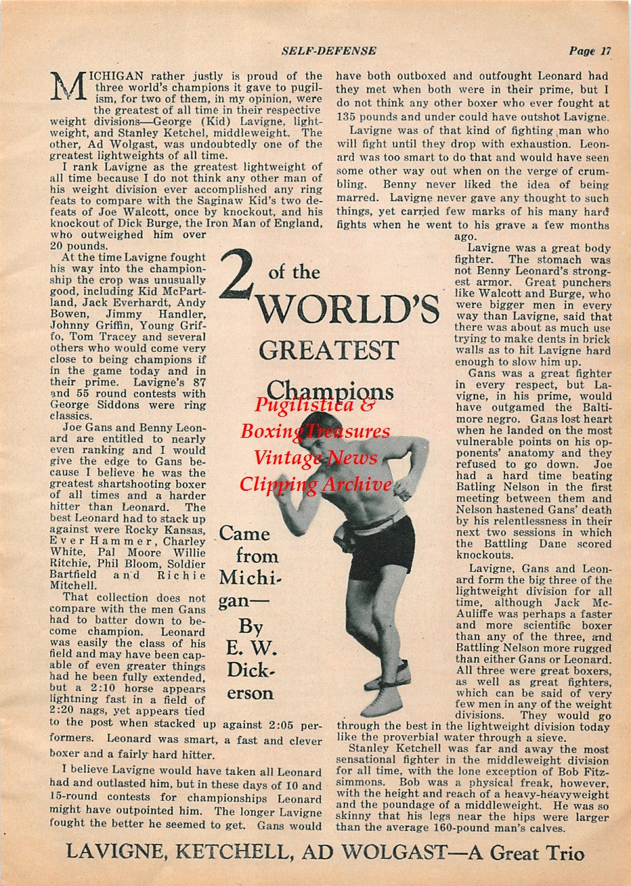 Boxing News Clipping #1974 - Ad Wolgast