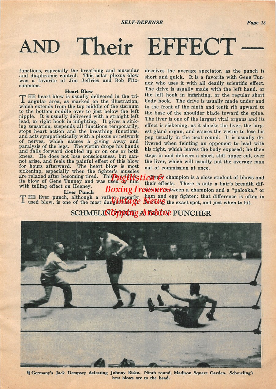 Boxing News Clipping #1976 - Freddie Welsh, Max Schemling vs. Johnny Risko
