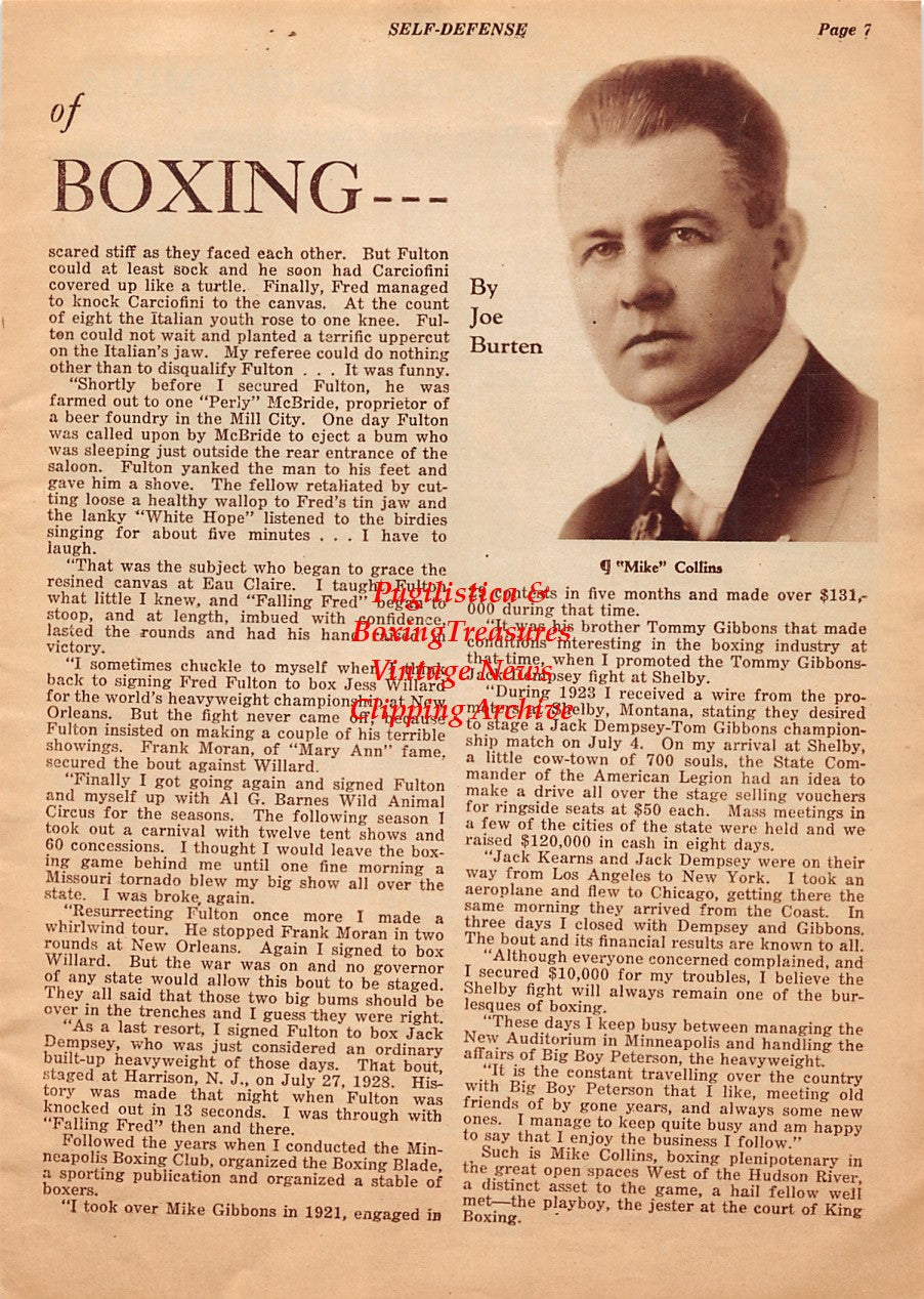 Boxing News Clipping #1978 - Dutch Sam vs. Ben Medley, Mike Collins