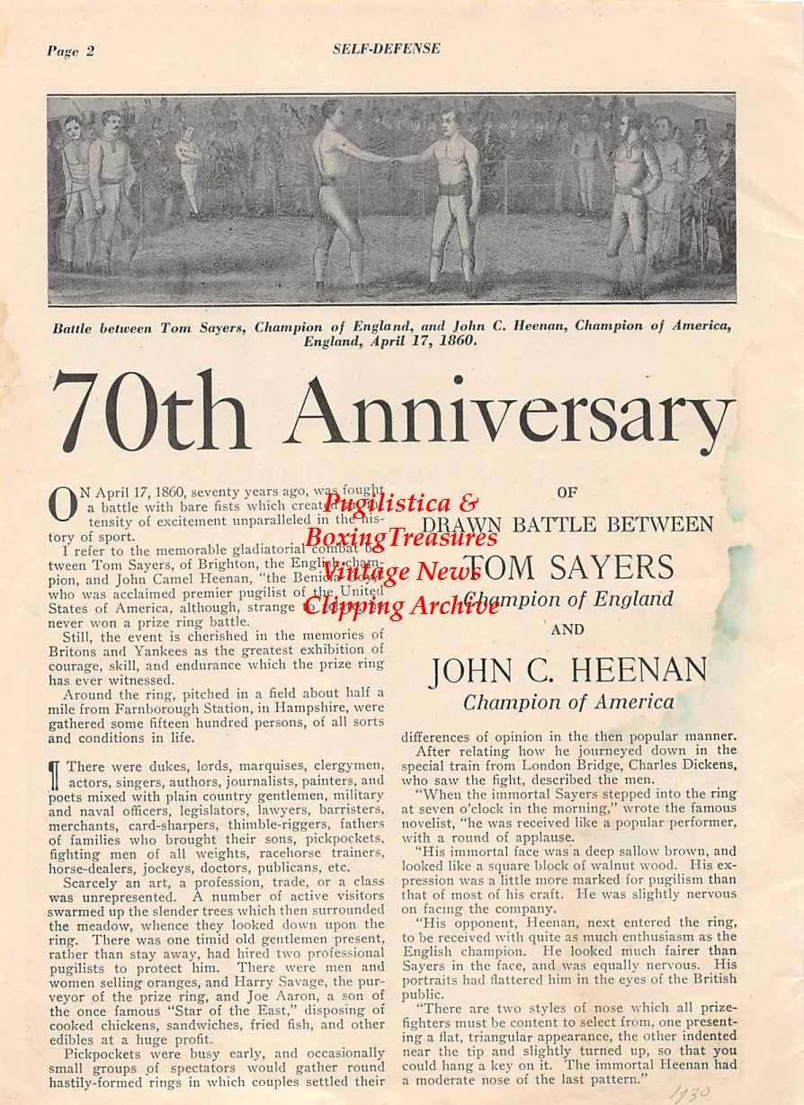 Boxing News Clipping #1982 - Tom Sayers vs. John C. Heenan
