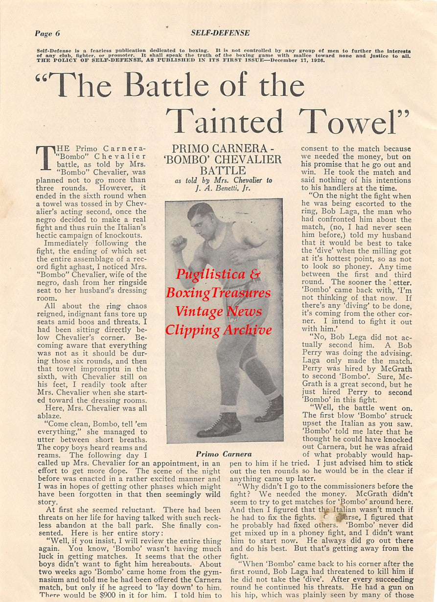 Boxing News Clipping #1984 - Primo Carnera