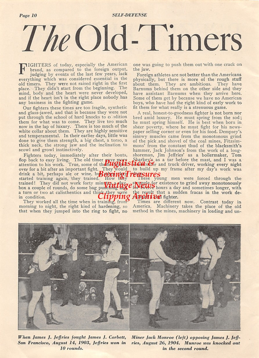 Boxing News Clipping #1986 - James J. Jeffries vs. James J. Corbett and Jack Munroe