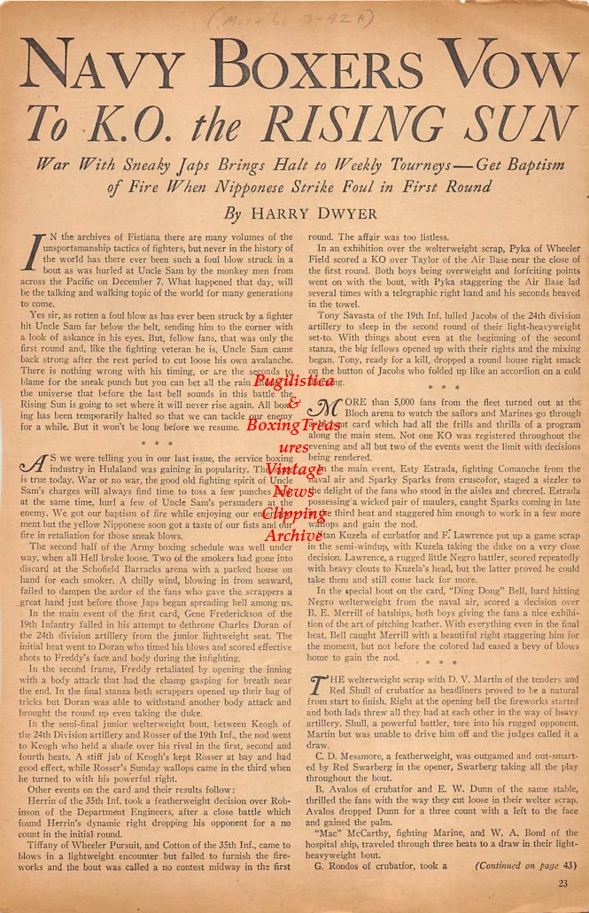 Boxing News Clipping #199 - Freddie Archer, Carlos Malacara, Jackie Kenny