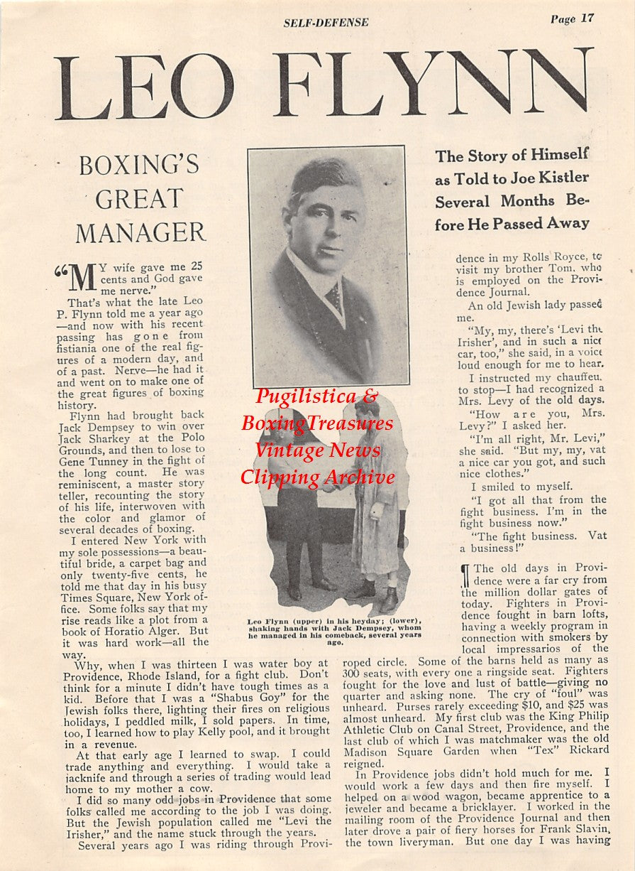 Boxing News Clipping #1990 - Leo P. Flynn, Jack Dempsey