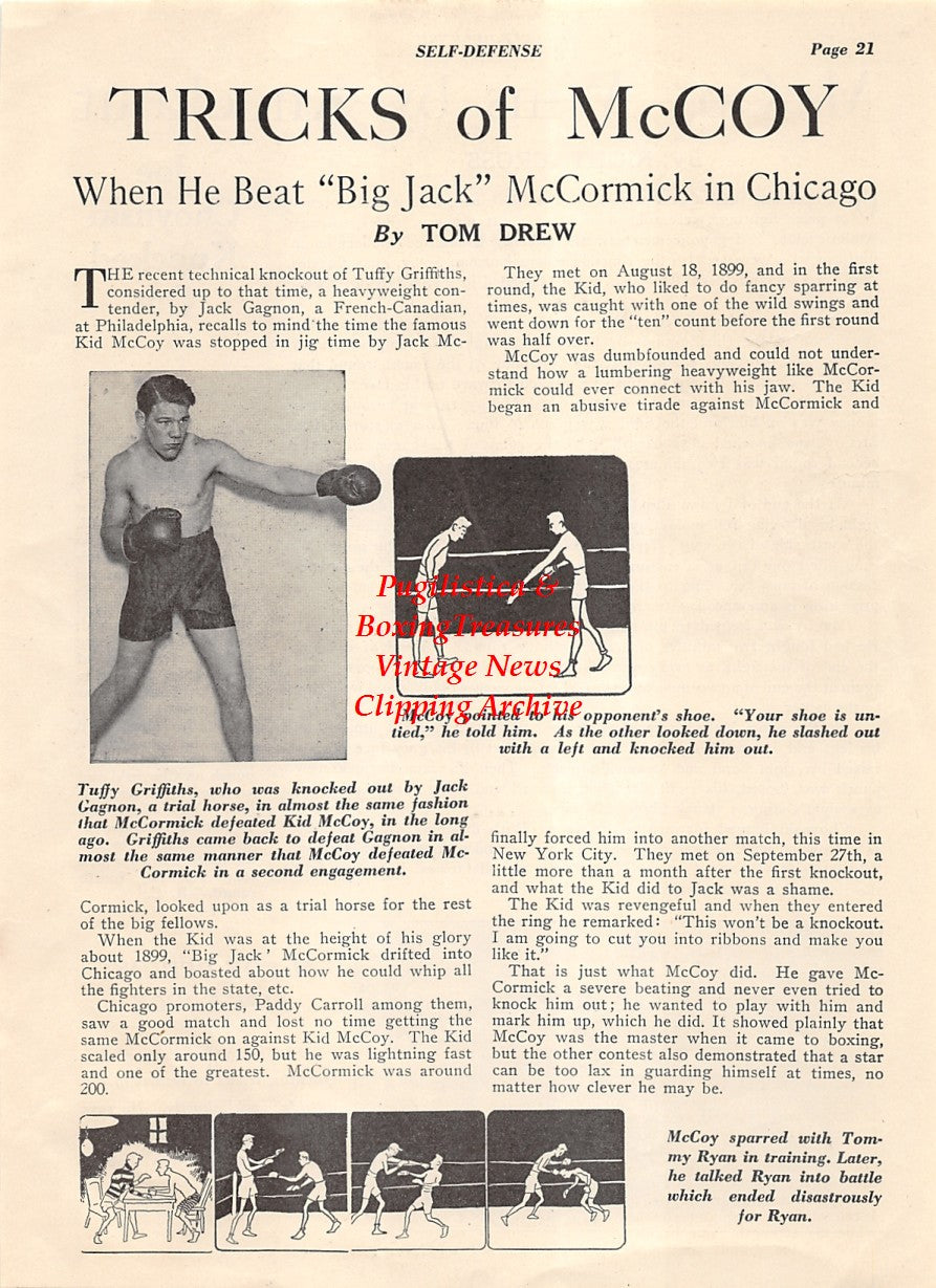 Boxing News Clipping #1992 - Kid McCoy, Tuffy Griffiths