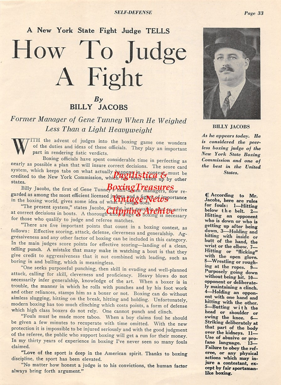 Boxing News Clipping #1996 - Billy Jacobs, Babe Hunt