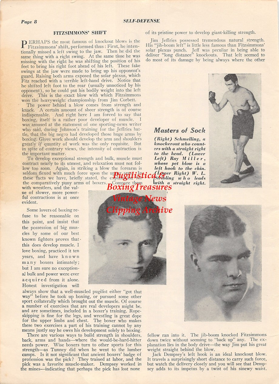 Boxing News Clipping #2006 - Young Stribling, Max Schmeling, Ray Miller