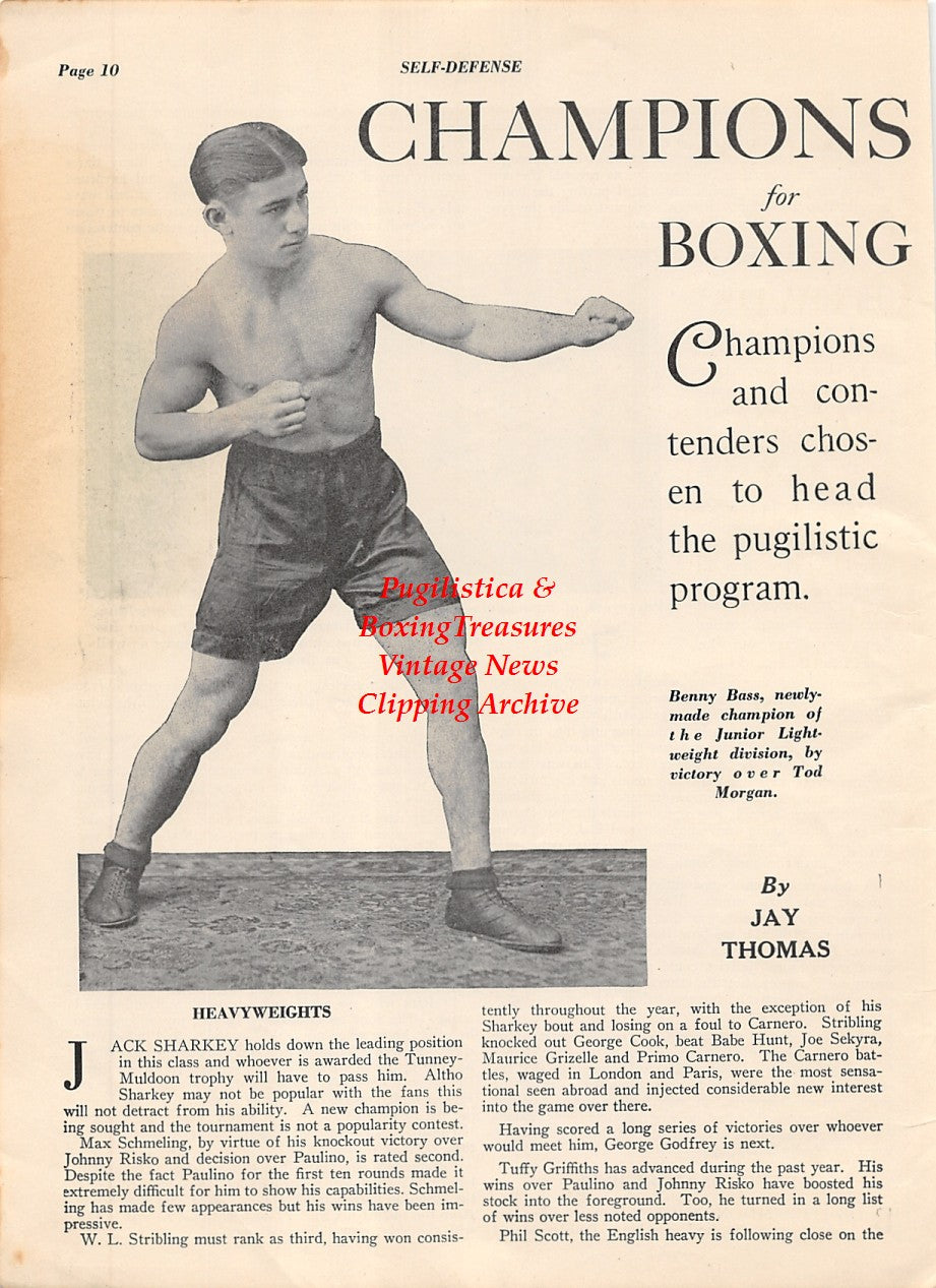 Boxing News Clipping #2007 - Benny Bass, Jack Dempsey and Max Schmeling in Germany
