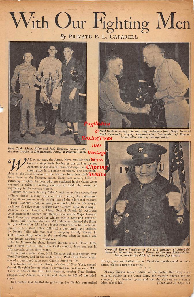 Boxing News Clipping #201 - Joe Louis, Paul Cook, Jack Baggart, Roxie Forgione