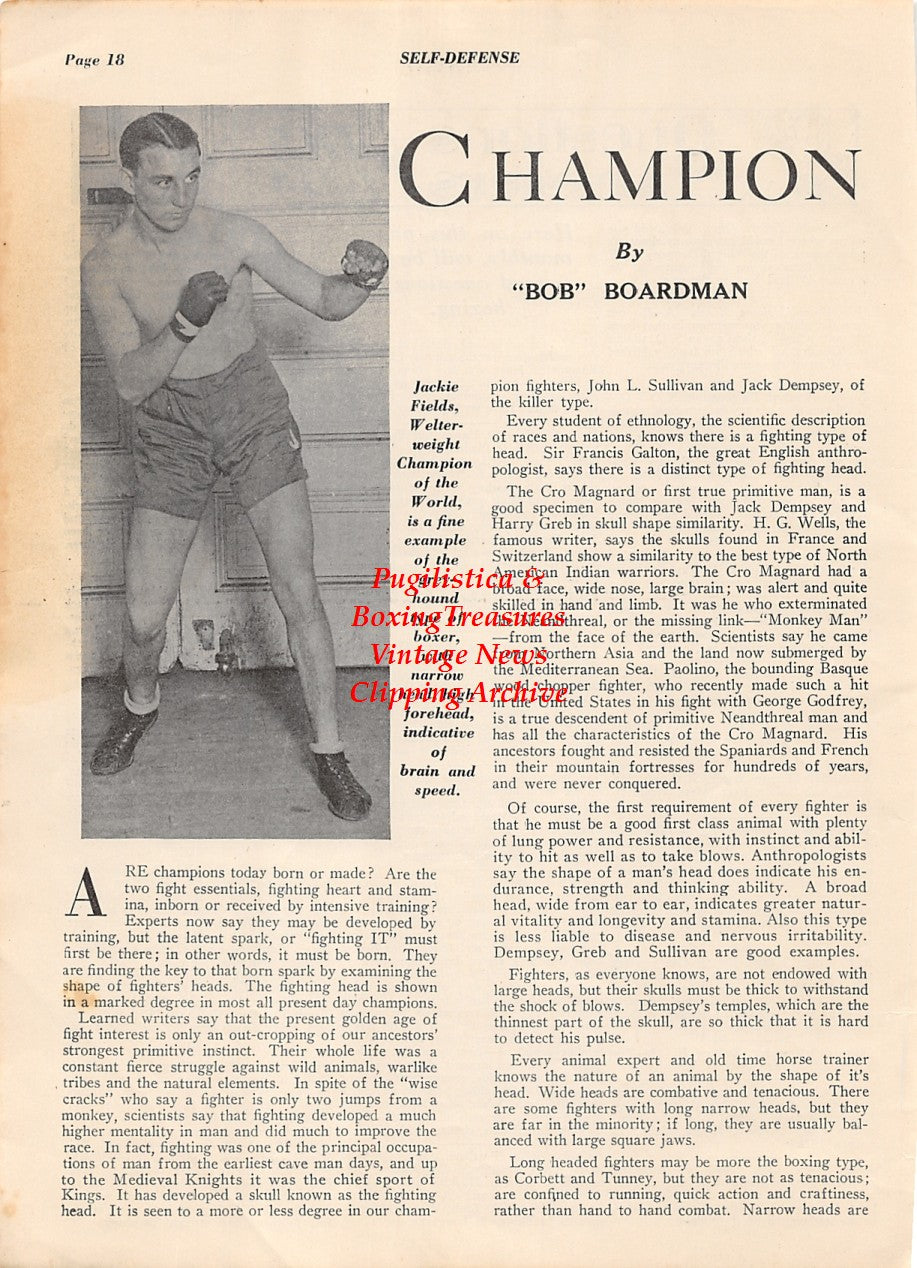 Boxing News Clipping #2011 - Jackie Fields