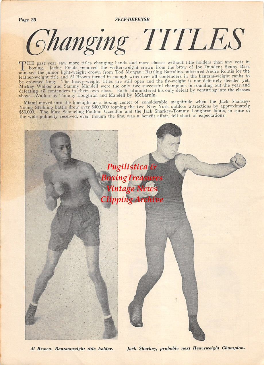 Boxing News Clipping #2012 - Panama Al Brown, Jack Sharkey, Maxie Rosenbloom