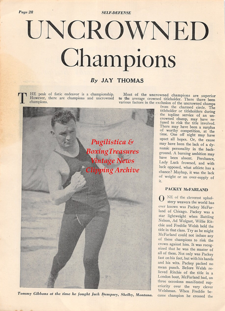 Boxing News Clipping #2014 - Tommy Gibbons, Miss Dorothy Britton