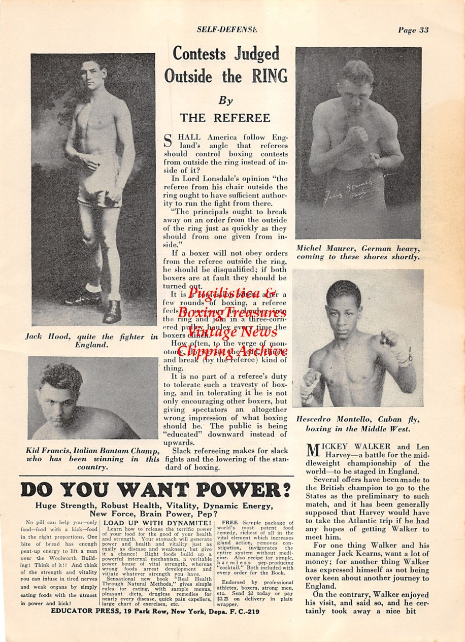 Boxing News Clipping #2017 - Jack Hood, Kid Francis, Michel Maurer, Hescedro Montello