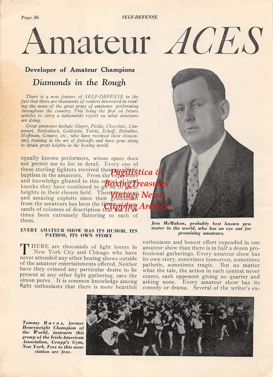 Boxing News Clipping #2018 - Jim Braddock vs. Maxie Rosenbloom, Jess McMahon, Tommy Burns