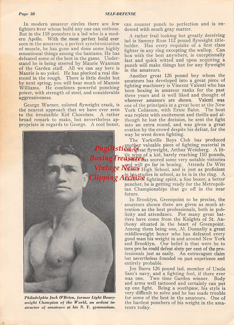 Boxing News Clipping #2019 - Frankie Busch, Philadelphia Jack O'Brien