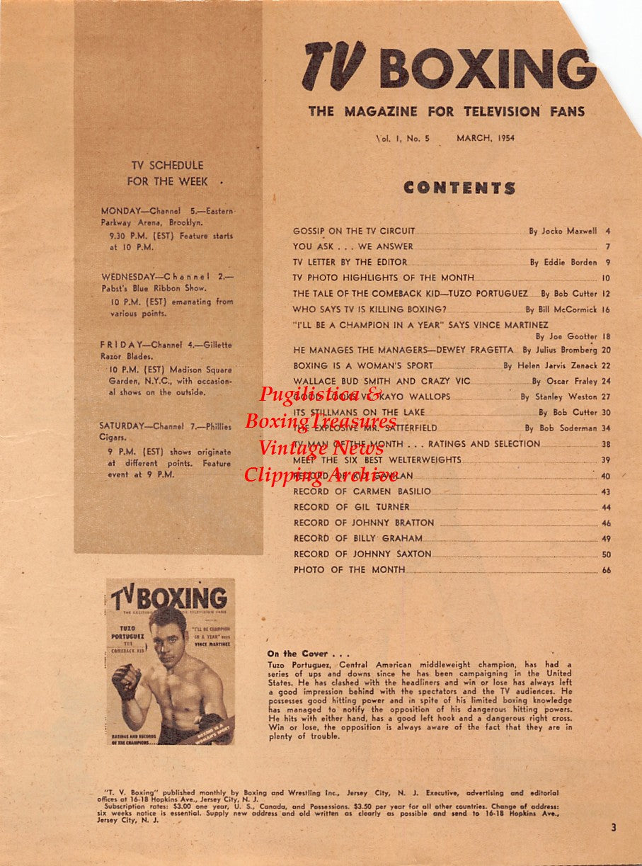 Boxing News Clipping #2022 - Wallace Bud Smith vs. Arthur King, Tuzo Portuguez