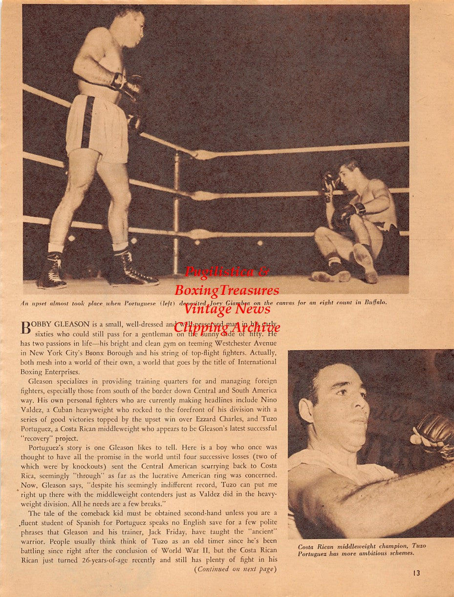 Boxing News Clipping #2027 - Tuzo Portuguez, Joey Giambra, Johnny Bratton, Joey Giardello