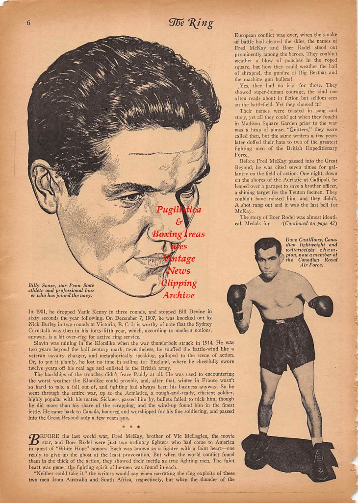 Boxing News Clipping #203 - Jack Munroe, Boer Rodel, Frank Slavin, Billy Soose, Dave Castilloux
