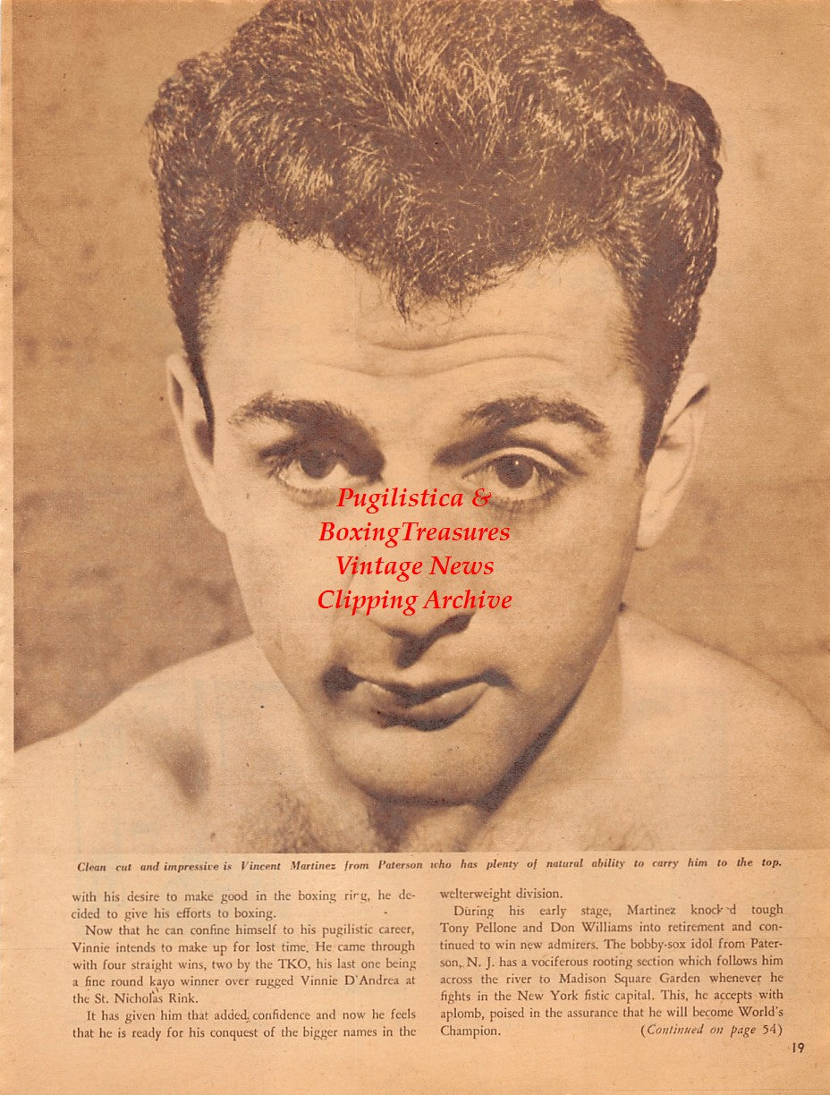 Boxing News Clipping #2030 - Vince Martinez, Sol Gold, Dewey Fragetta, Jimmy DeAngelo, Lack Laken, Ray Arcel