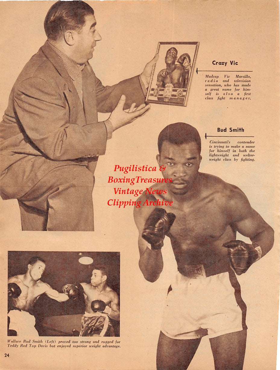 Boxing News Clipping #2032 - Vic Marsillo, Wallace Bud Smith, Teddy "Red Top" Davis, Female Boxing Fans
