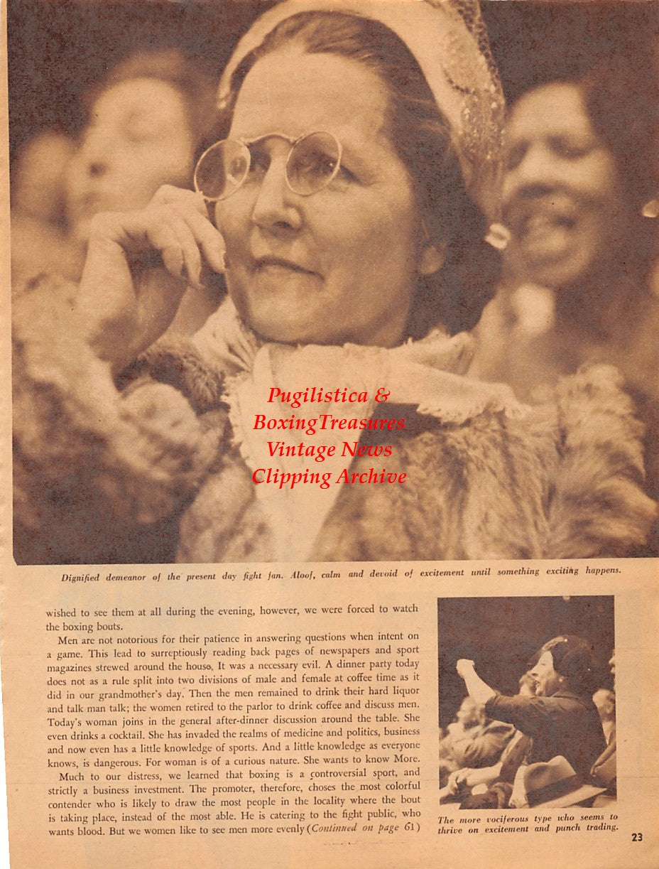 Boxing News Clipping #2032 - Vic Marsillo, Wallace Bud Smith, Teddy "Red Top" Davis, Female Boxing Fans