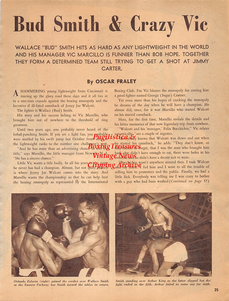 Boxing News Clipping #2033 - Wallace Bud Smith, Orlando Zulueta, Arthur King, Joey Giambra
