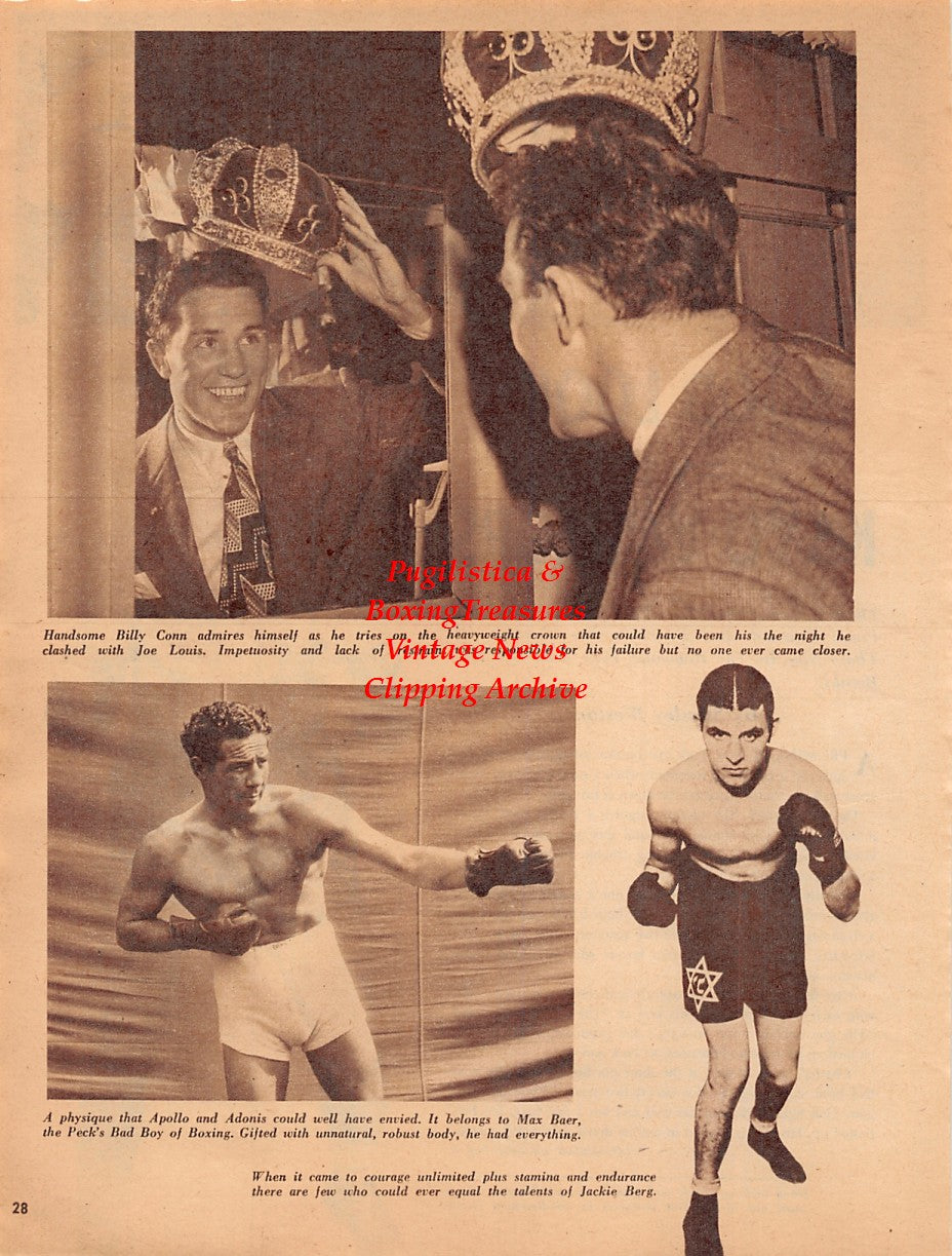 Boxing News Clipping #2034 - Joey Giambra, Billy Conn, Max Baer, Jack Kid Berg