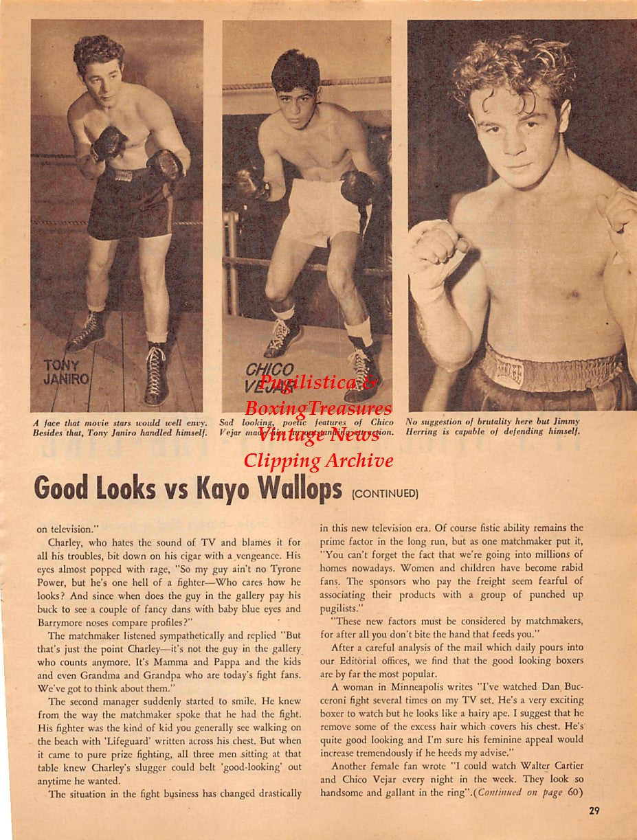 Boxing News Clipping #2035 - Tony Janiro, Chico Vejar, Jimmy Herring, Toby Weston, Eddie Borden, Charley Bennett