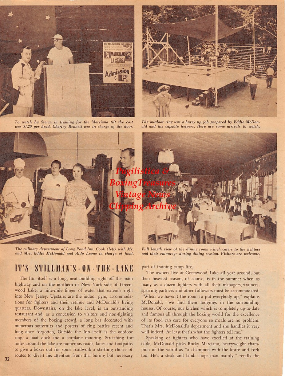 Boxing News Clipping #2036 - Scenes from Long Pond Inn New York Training Camp, Charlie Bennett, Eddie McDonald