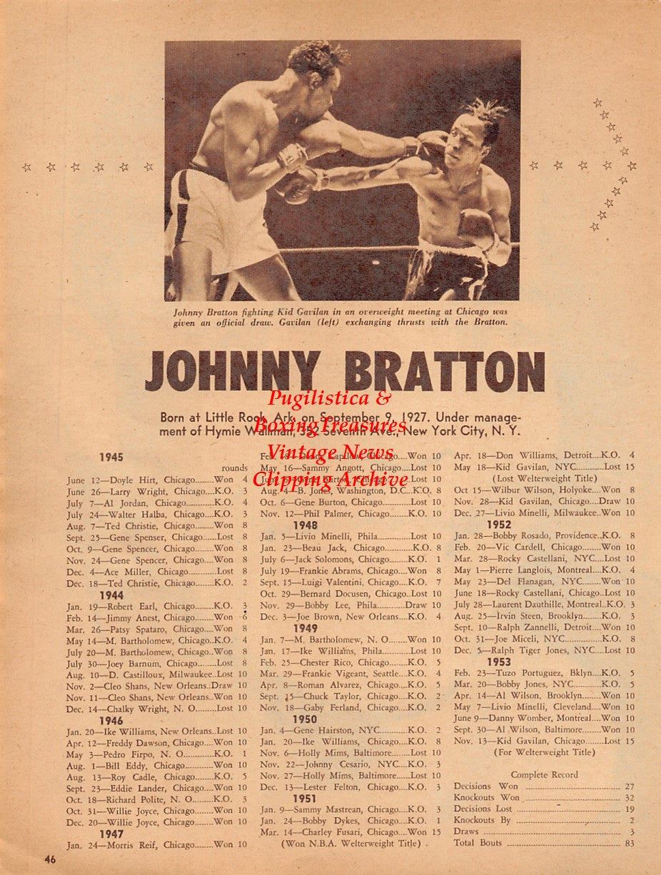 Boxing News Clipping #2043 - Gil Turner, Johnny Bratton vs. Kid Gavilan
