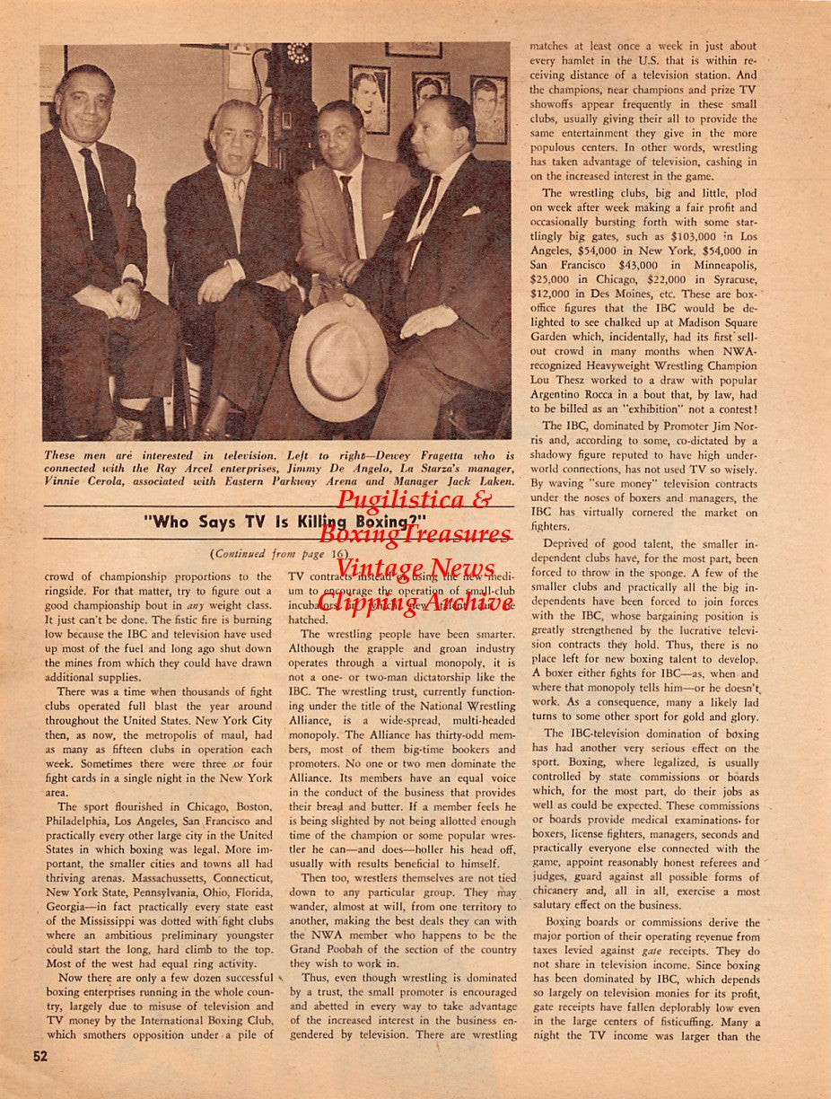 Boxing News Clipping #2046 - Johnny Saxton, Dewey Fragetta, Jimmy DeAngelo, Vinnie Cerola, Jack Laken