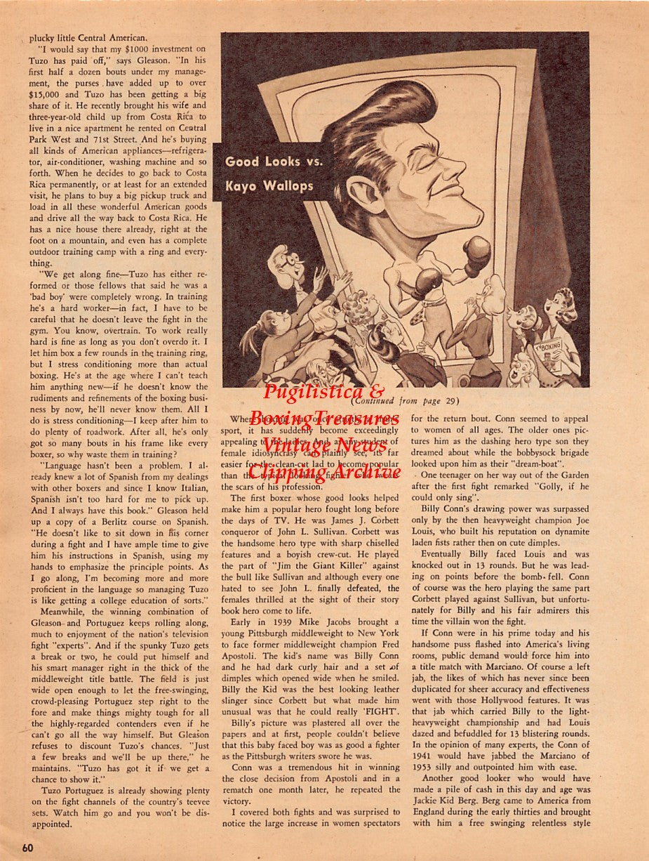 Boxing News Clipping #2049 - Bobby Gleason, Tuzo Portuguez, Nino Valdes