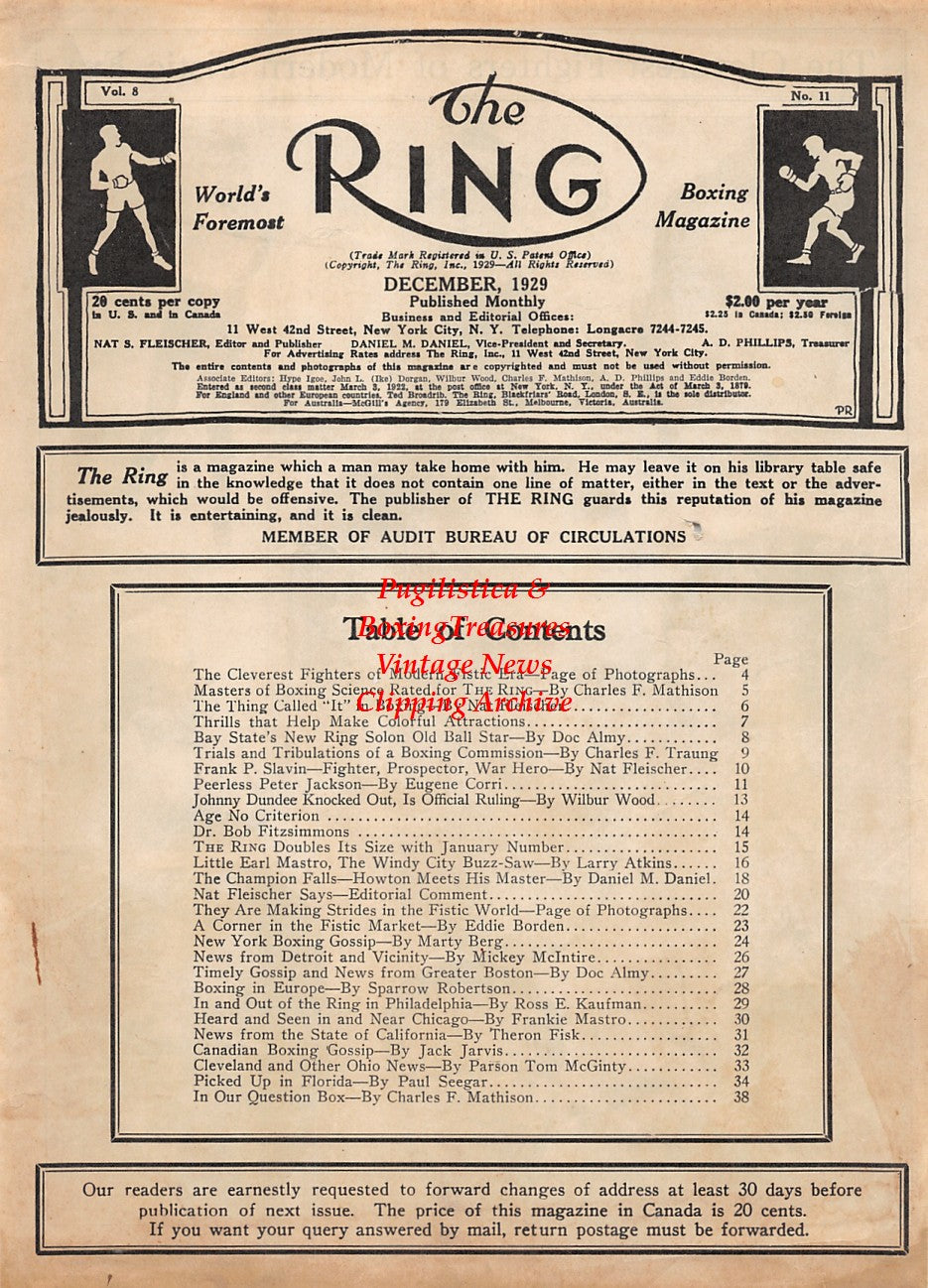Boxing News Clipping #2053 - Jack Britton, Tommy Loughran, Young Griffo, Mushy Callahan, James J. Corbett, Joe Gans, George Dixon, Jimmy Wilde, Tommy Ryan