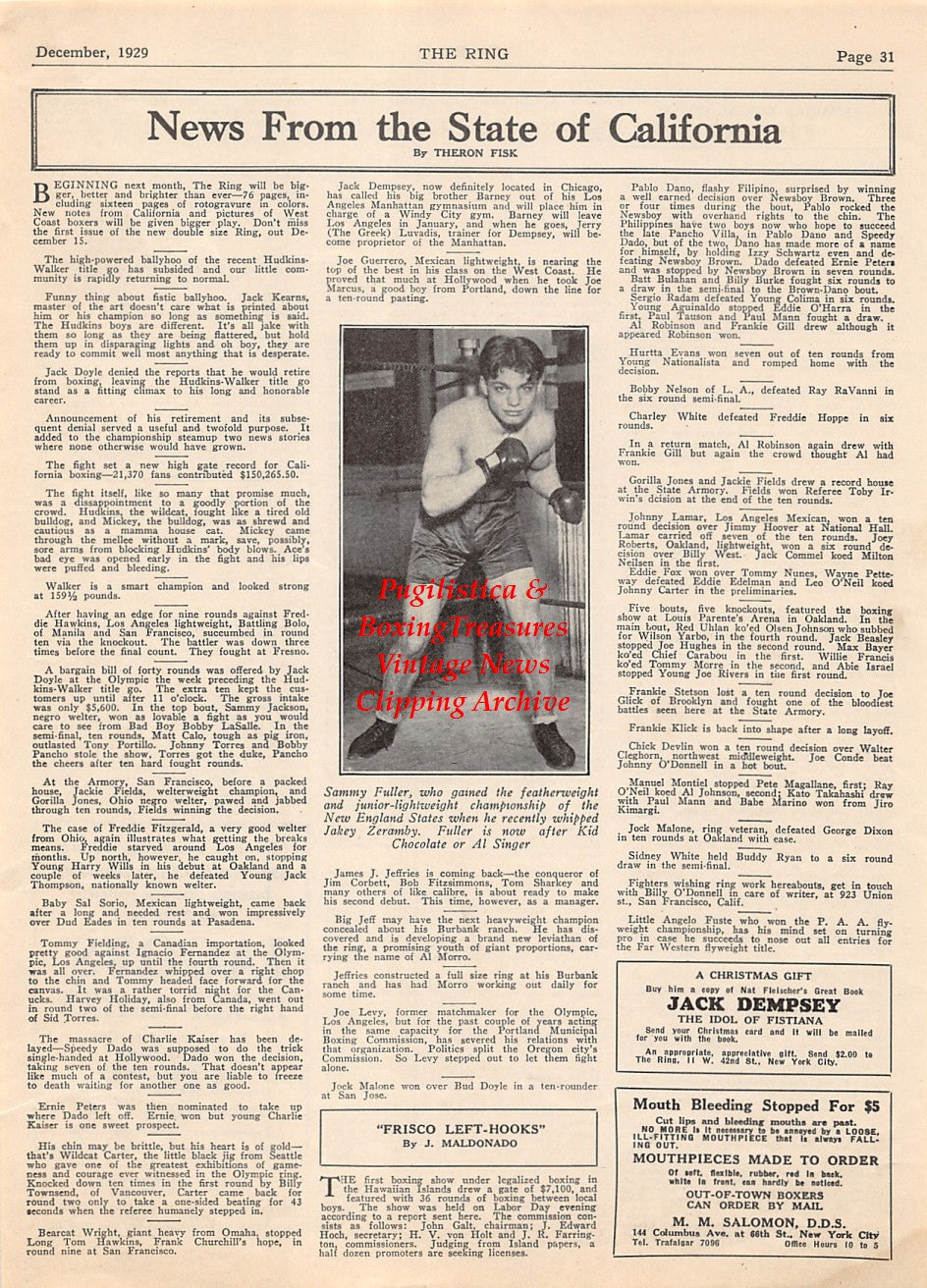 Boxing News Clipping #2054 - Sammy Fuller