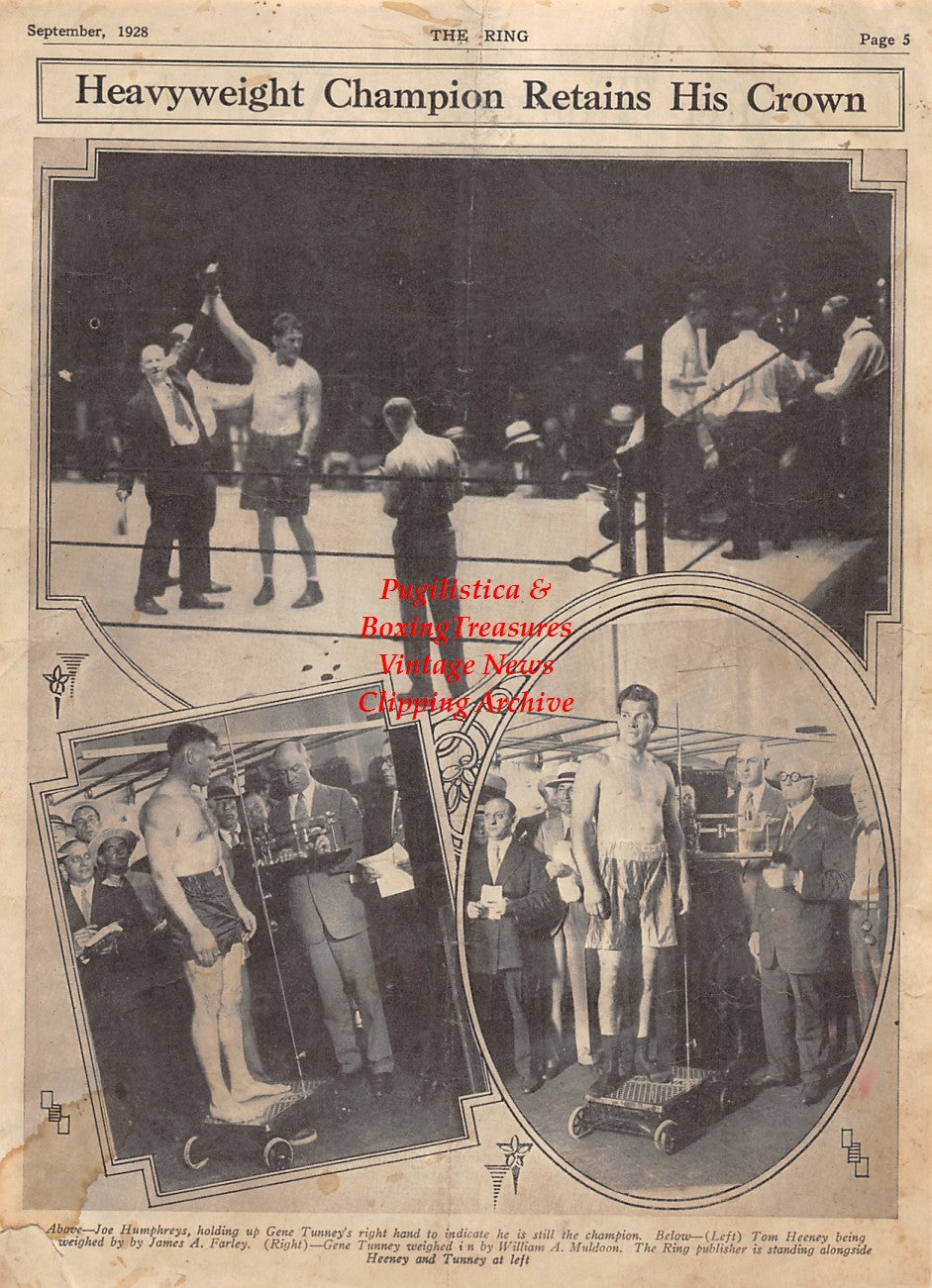 Boxing News Clipping #2063 - Gene Tunney vs. Tom Heeney, John Jackson, Tom Hyer, James Jeffries