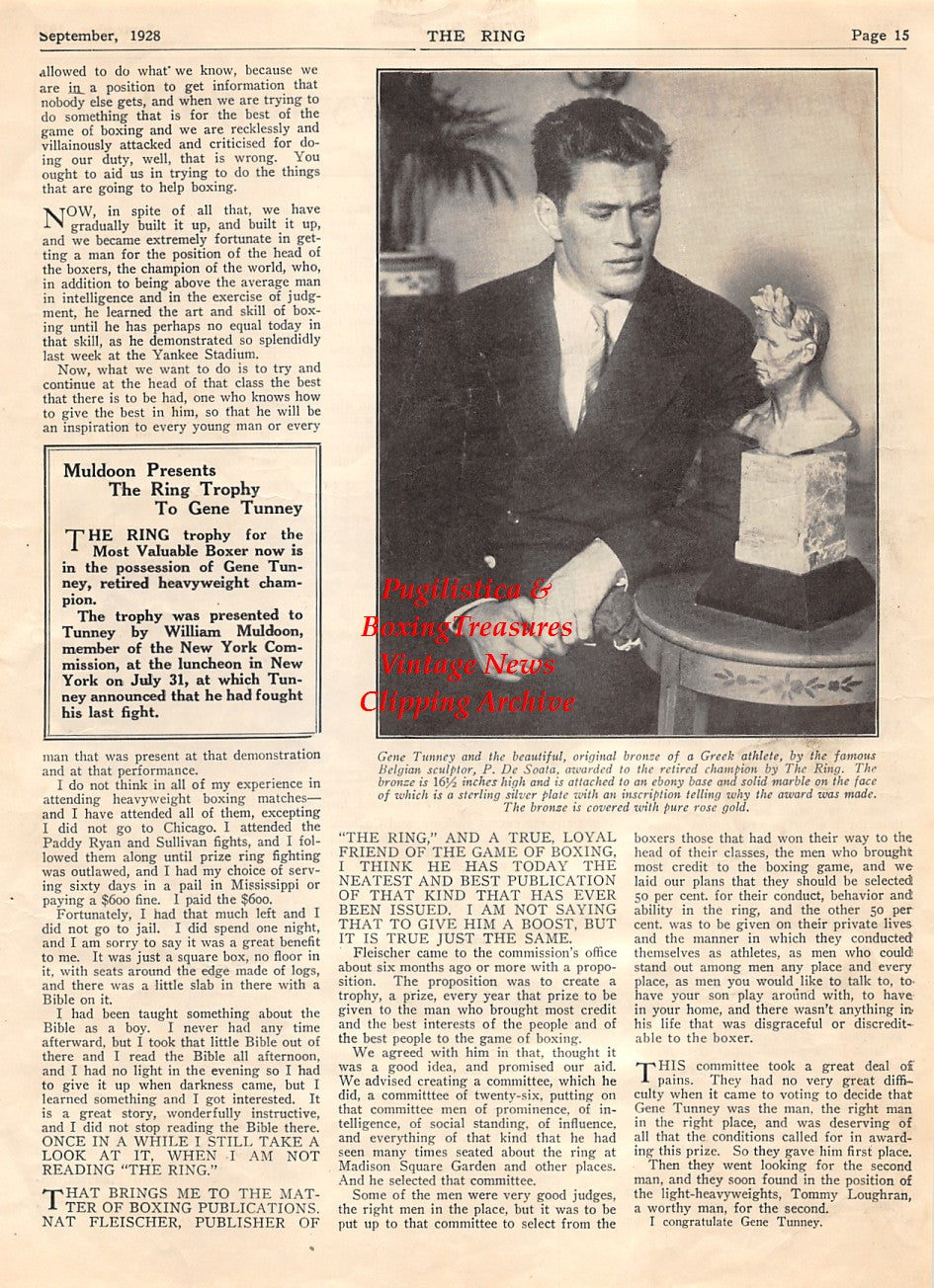 Boxing News Clipping #2067 - Gene Tunney, John C. Heenan vs. Tom Sayers