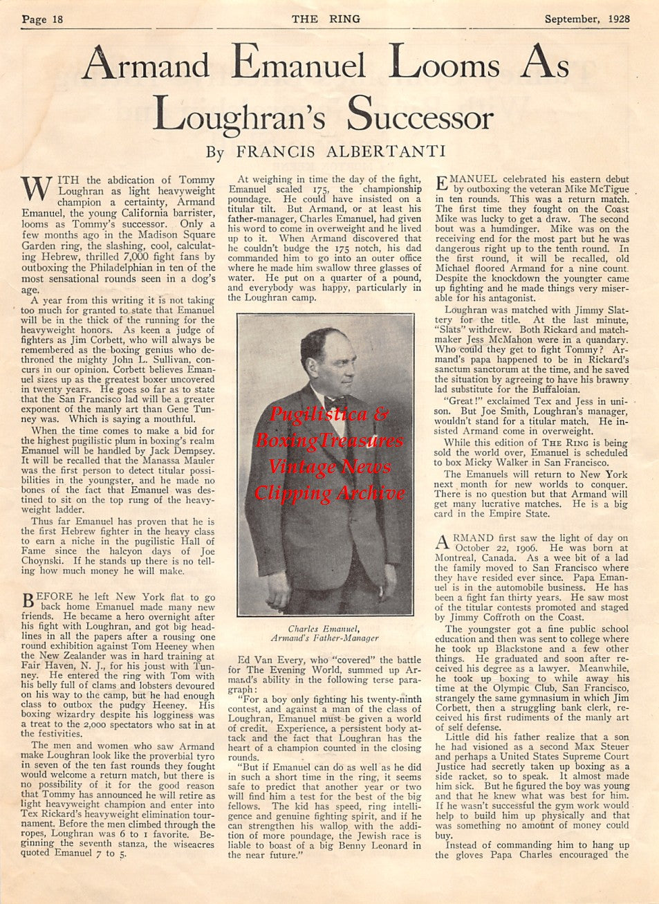 Boxing News Clipping #2068 - Charles Emanuel and Armand Emanuel