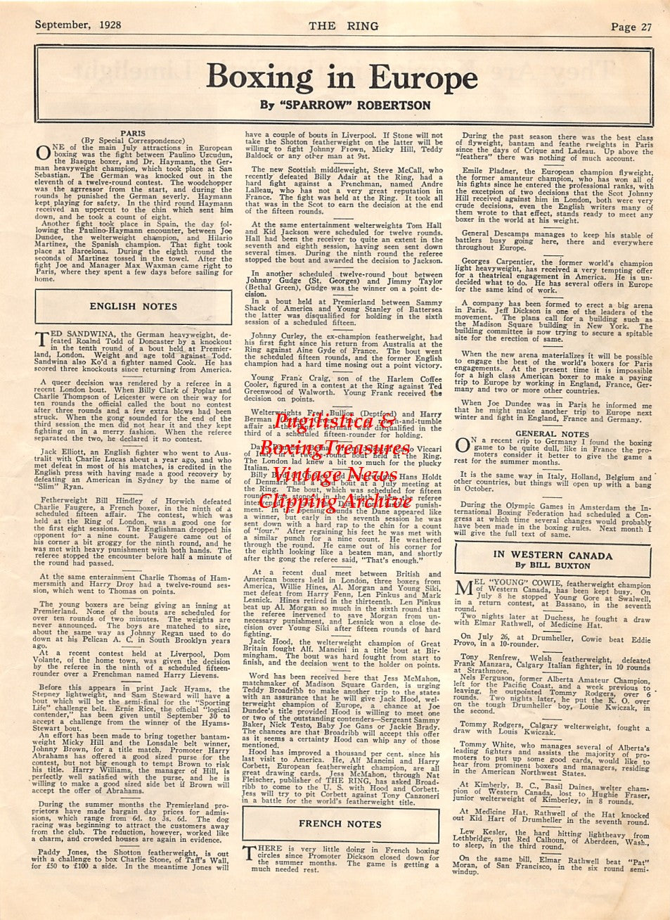 Boxing News Clipping #2072 - Pete Latzo, Jack Horner, Bobby Brown, Andy DiVodi, Red Carr, Big Boy Peterson