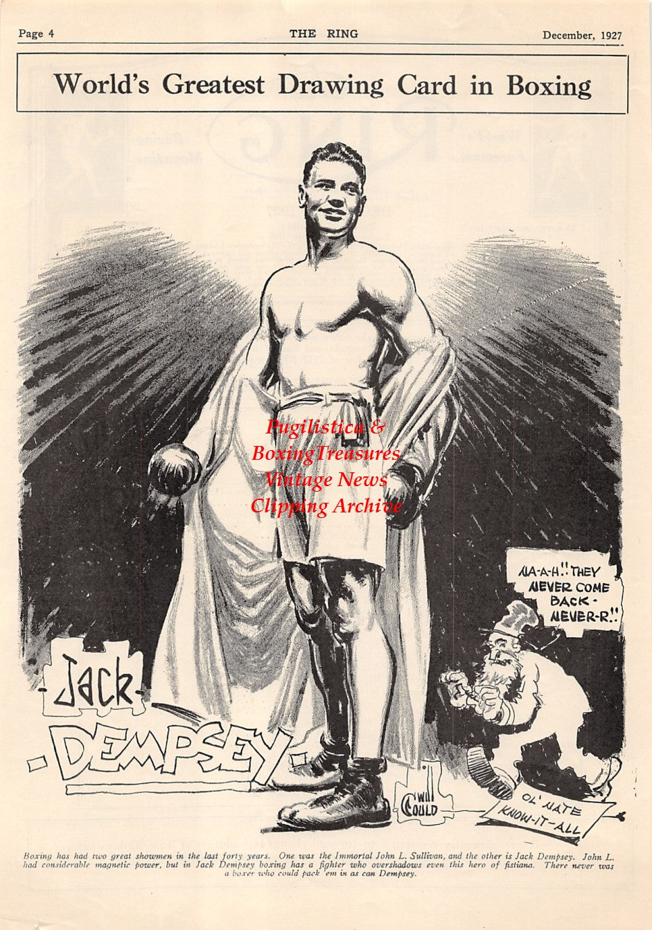 Boxing News Clipping #2075 - Jack Dempsey full page pin-up