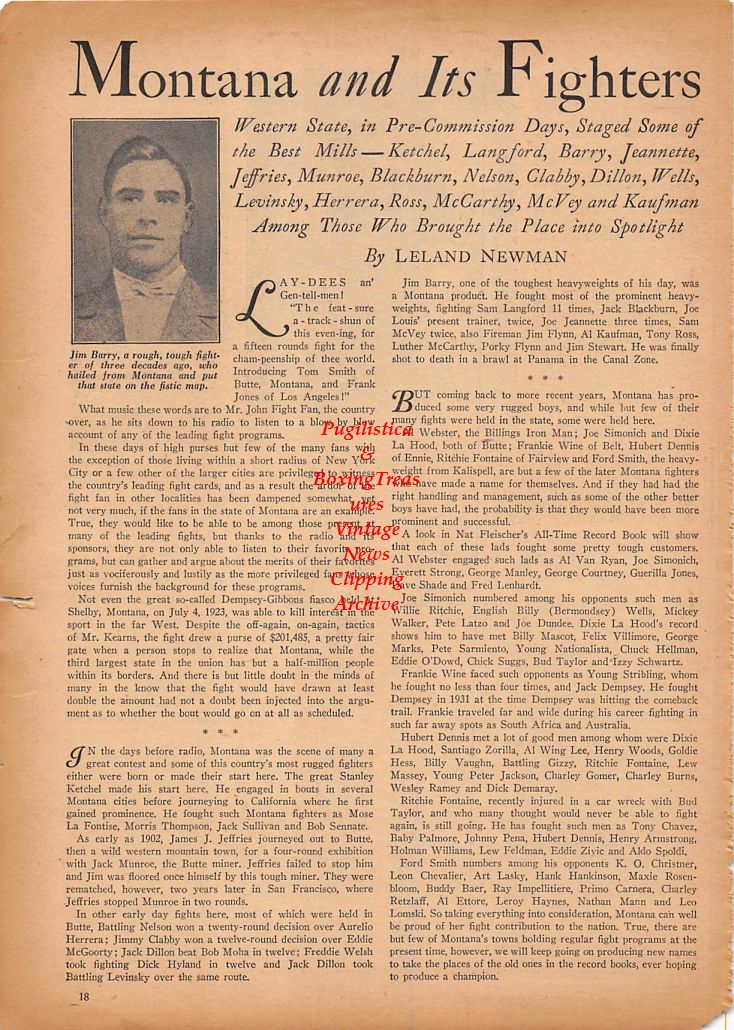 Boxing News Clipping #208 - Jim Barry, Booker Beckwith vs. Joey Maxim