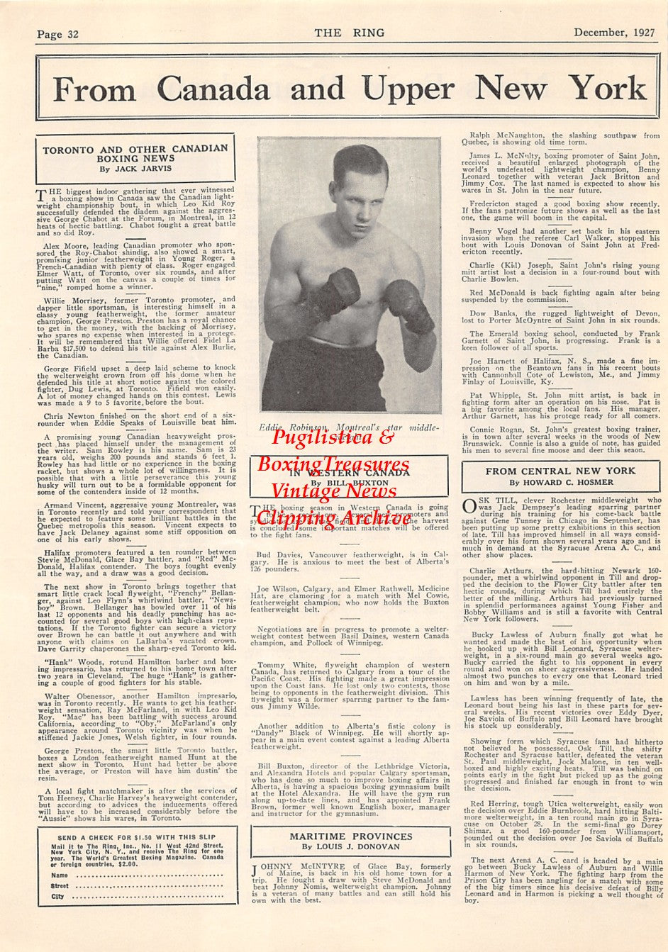 Boxing News Clipping #2086 - George Eagel, Patsy Miller, Eddie Robinson