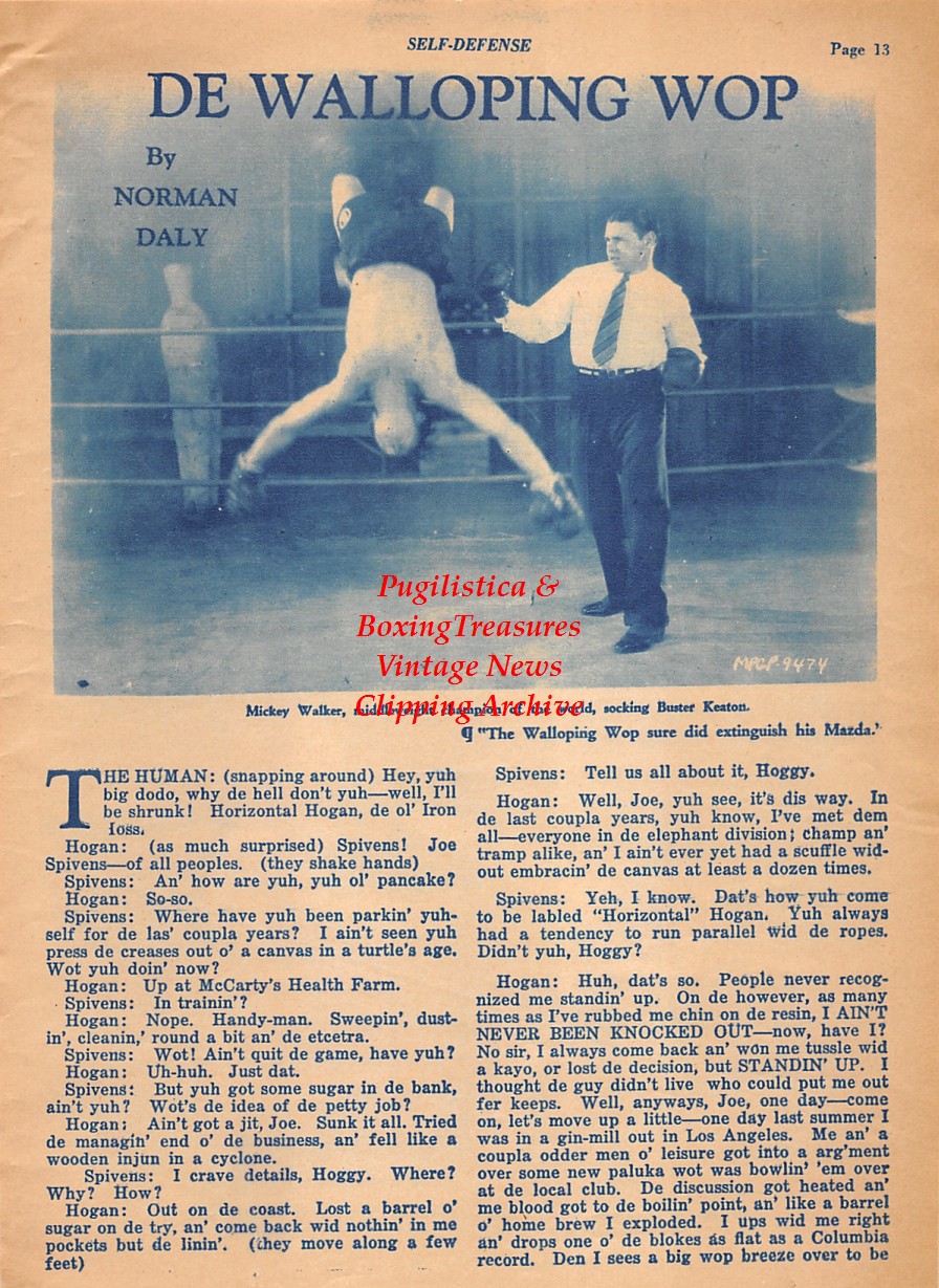 Boxing News Clipping #2093 - Mickey Walker and Buster Keaton