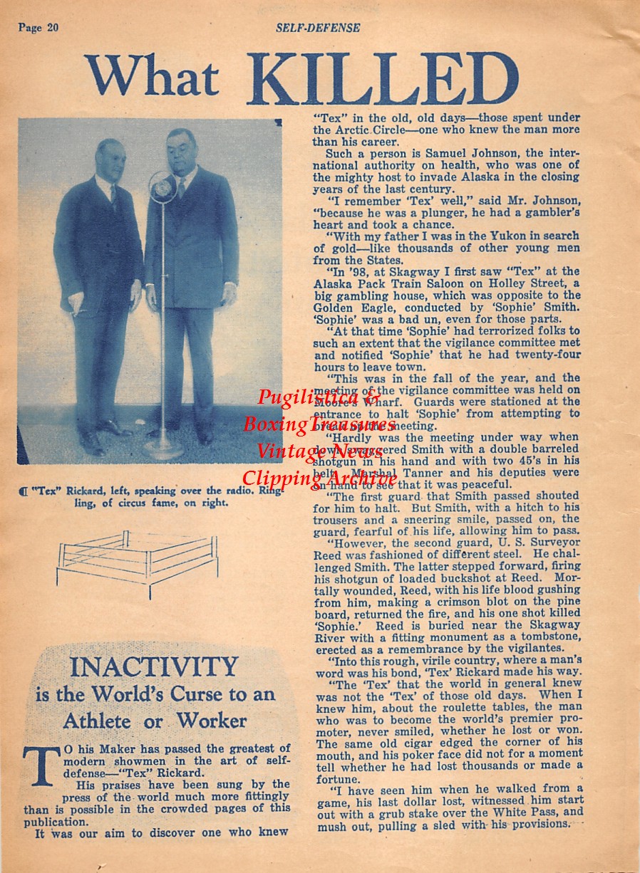Boxing News Clipping #2096 - Jack Rudko, Jim Corbett, Tex Rickard and John Ringling