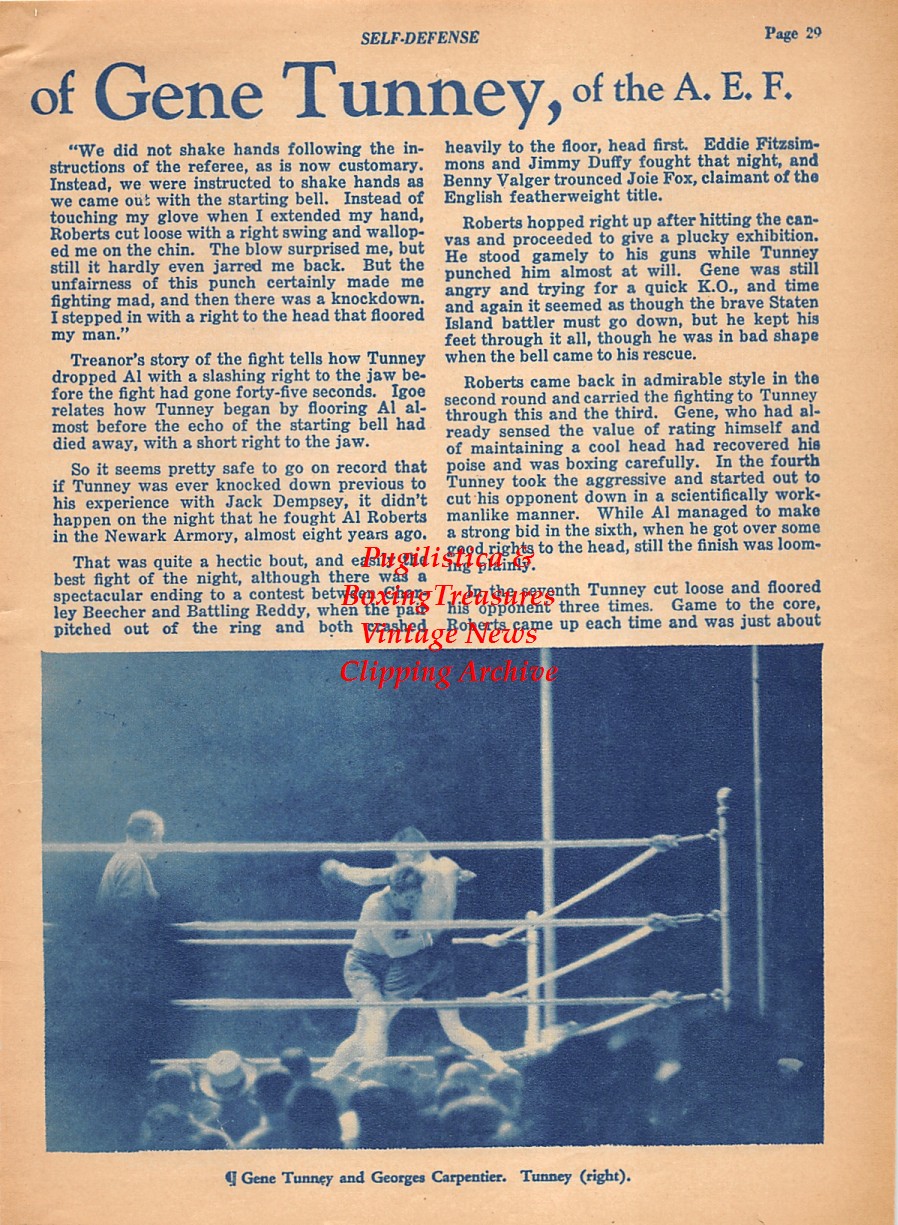 Boxing News Clipping #2098 - Gene Tunney vs. Georges Carpentier, Charley Rose