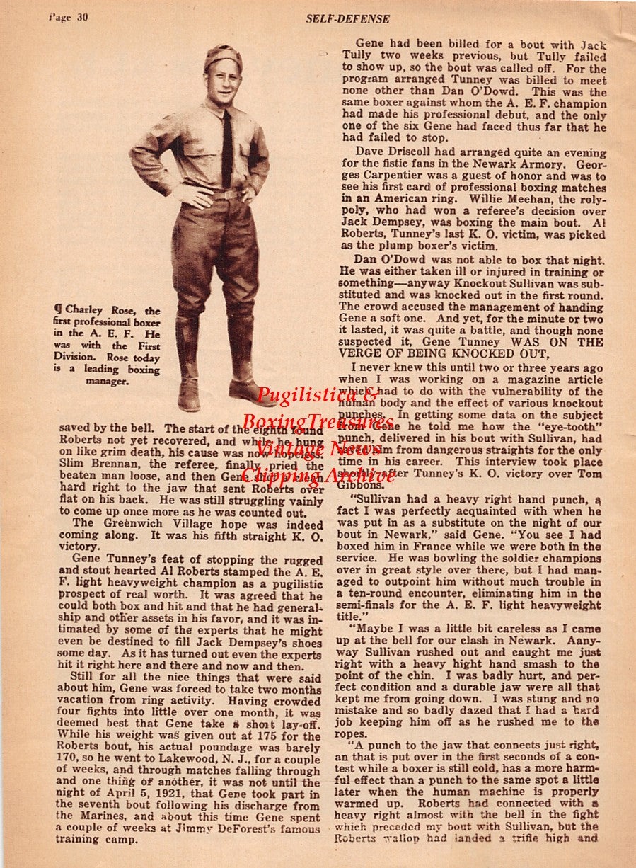 Boxing News Clipping #2098 - Gene Tunney vs. Georges Carpentier, Charley Rose