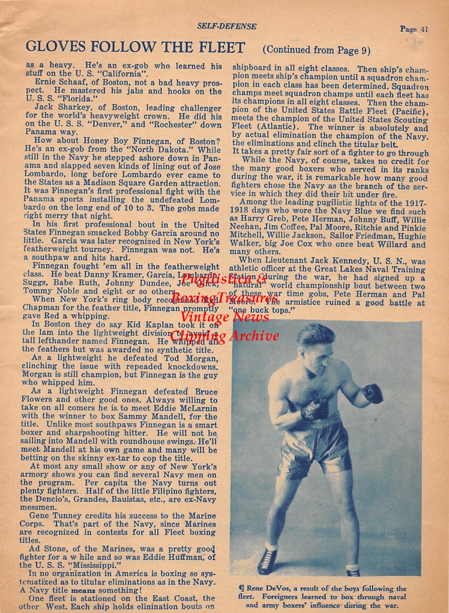 Boxing News Clipping #2103 - Harry Greb, Rene DeVos