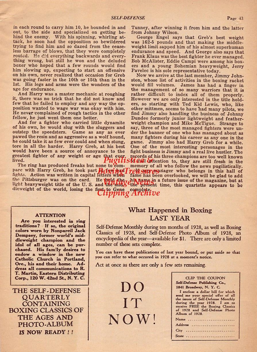 Boxing News Clipping #2104 - Joe Arguelles vs. Victor Ferrand, Aramis del Pino, Fernando Rios, C. McAvoy Jr., Milton Baron