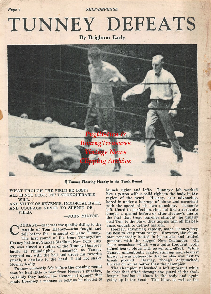 Boxing News Clipping #2108 - Tom Heeney vs. Gene Tunney