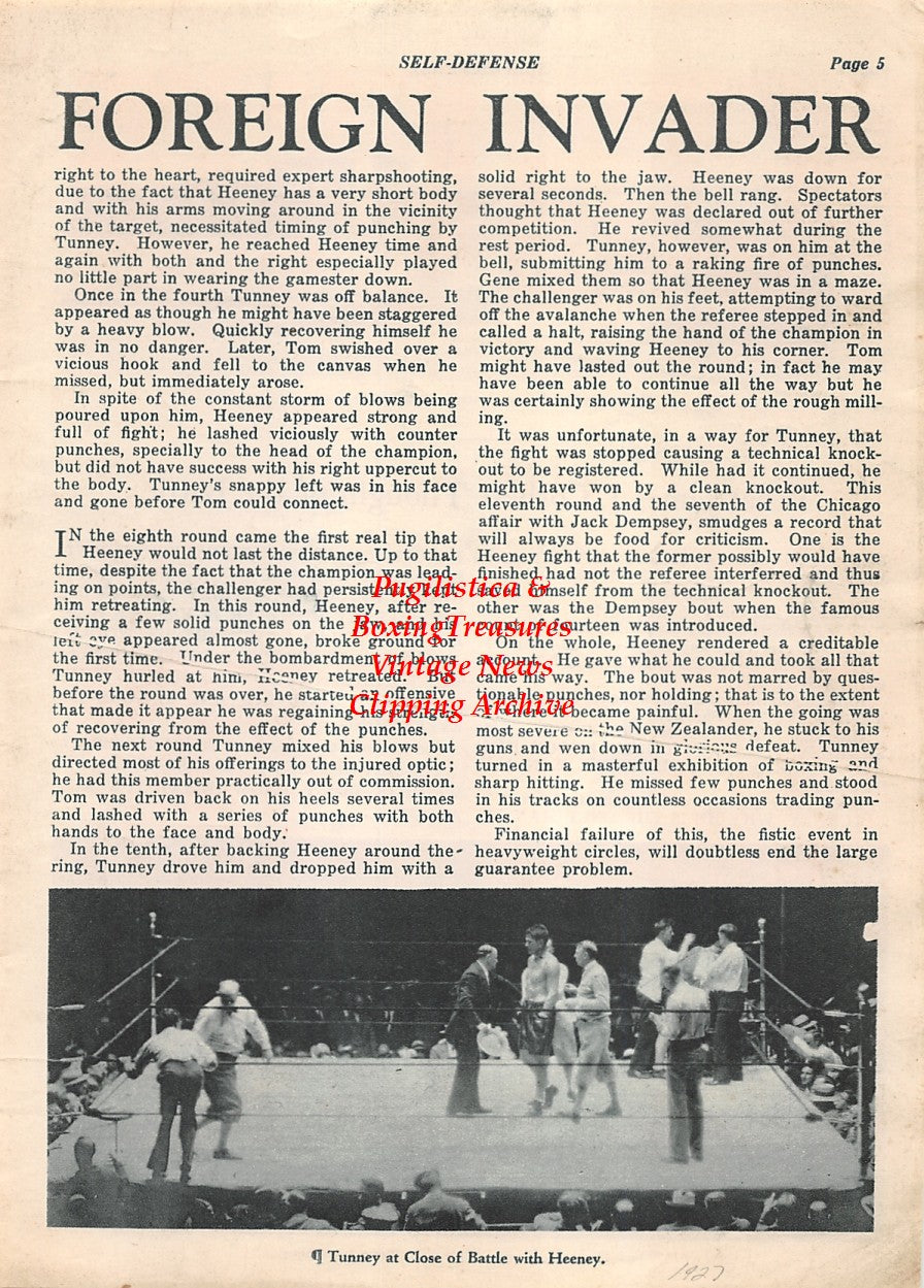 Boxing News Clipping #2109 - Gene Tunney vs. Tom Heeney